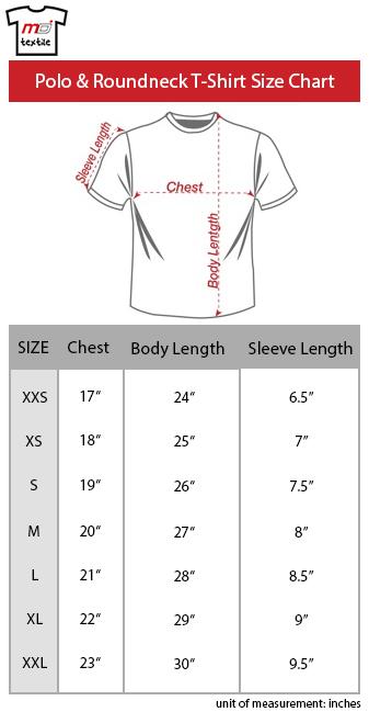 Round Neck T Shirt Size Chart